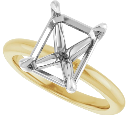 Sužadėtuvių Žiedas „Claw-Prong Euro Shank“ 14k yellow/white gold Emerald 10mm x 8mm (5)