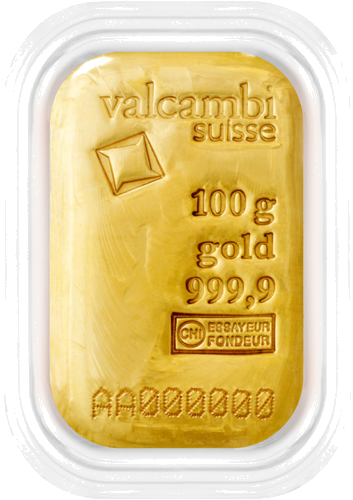 100 г литой инвестиционный золотой слиток Valcambi в упаковке (1)