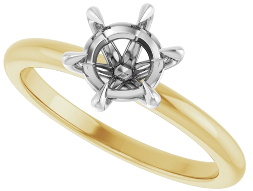 Sužadėtuvių Žiedas „Solitaire“ 14k yellow/white gold Round 6.5mm (5)
