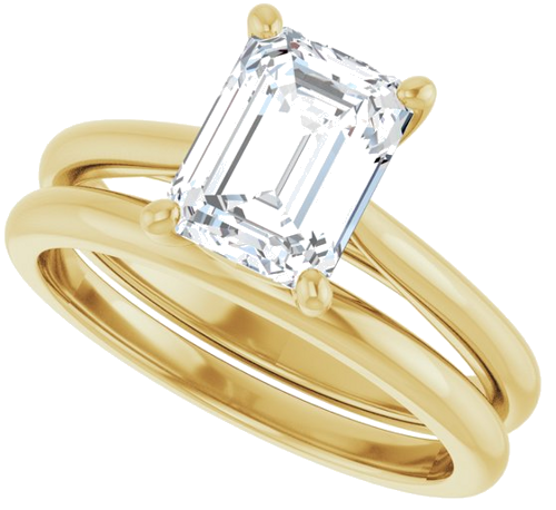 Sužadėtuvių Žiedas „Solitaire“ 585 Geltonojo Aukso Emerald 8mm x 6mm (10)