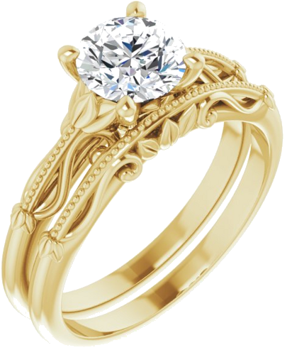 Sužadėtuvių Žiedas „Solitaire Sculptural“ 14k yellow gold Round 6.5mm (6)