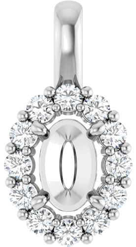 Pakabukas „Halo-Style“ 585 Baltojo Aukso Oval 6mm x 4mm (1)