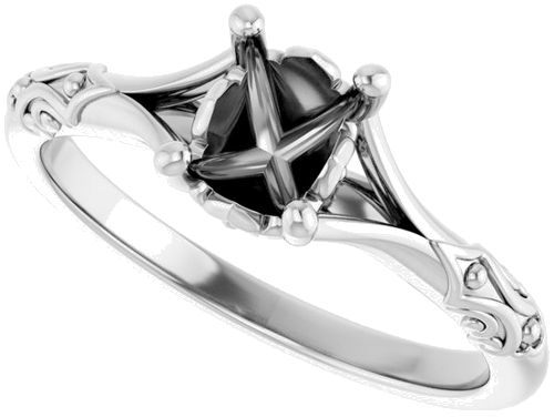 14K White 7x5 mm Oval Solitaire Engagement Ring Mounting (5)