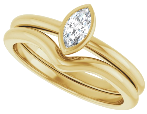 Sužadėtuvių Žiedas „Bezel-Set“ 10k yellow gold Marquise 6mm x 3mm (10)