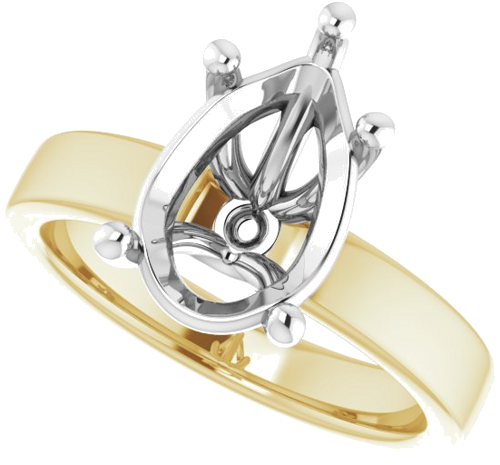 Sužadėtuvių Žiedas „Solitaire“ 18k yellow/white gold Pear 12mm x 8mm (5)