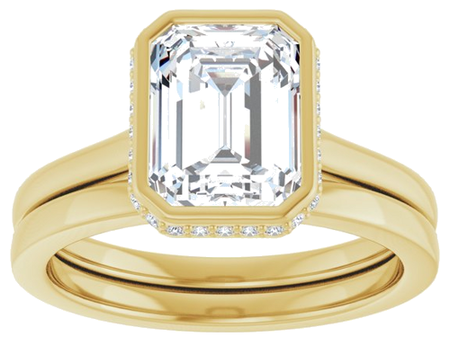 Sužadėtuvių Žiedas „Hidden Halo-Style“ 14k yellow gold Emerald 9mm x 7mm (8)