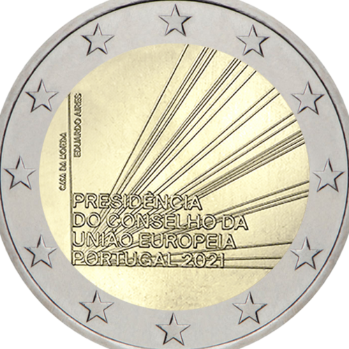 2021 Португалия Монета от 2 евро Представителство на Съвета на ЕС (2)
