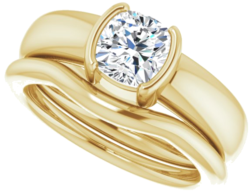 Sužadėtuvių Žiedas „Half-Bezel Solitaire“ 14k yellow gold Cushion 6mm (10)