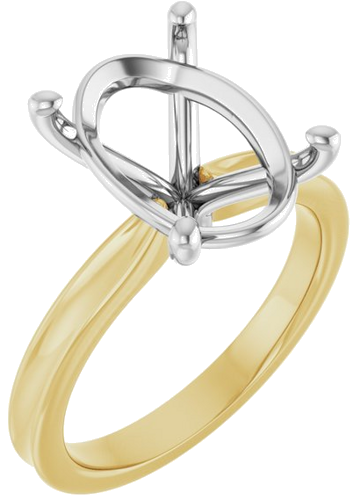 Sužadėtuvių Žiedas 14k yellow/white gold Oval 14mm x 10mm (1)
