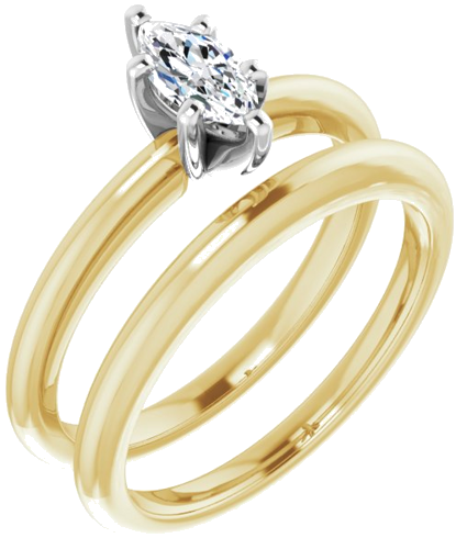 14K Yellow   White  7x3.5 mm Marquise Solitaire Engagement Ring Mounting (6)