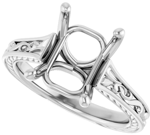 Sužadėtuvių Žiedas „Solitaire Scroll“ 14k white gold Emerald 10mm x 8mm (5)