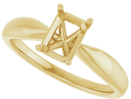 14K Yellow  7x5 mm Emerald Solitaire Engagement Ring Mounting (5)