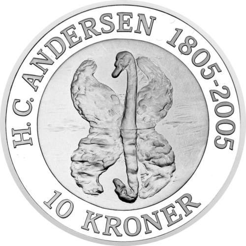 10 kronų Bjaurusis ančiukas 2005 Danijos karalystė sidabrinė moneta (1)