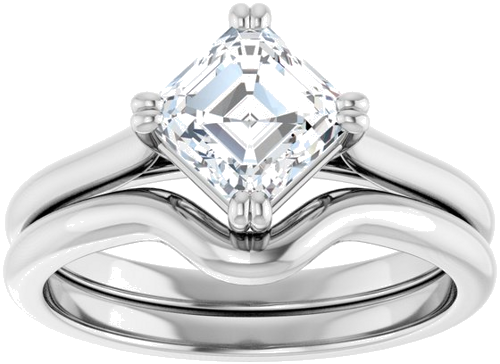 Sužadėtuvių Žiedas „Double Claw-Prong Solitaire“ 14k white gold Asscher 6mm (8)