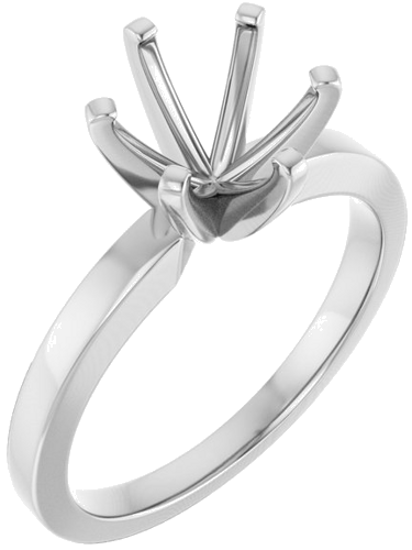 14K White 8 mm Round Solitaire Engagement Ring Mounting (1)