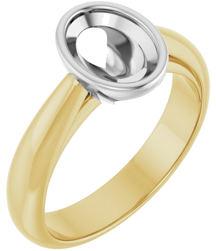 Sužadėtuvių Žiedas „Bezel-Set Solitaire“ 14k yellow/white gold Oval 8mm x 6mm (1)