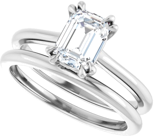 Sužadėtuvių Žiedas „Double Claw-Prong“ 14k white gold Emerald 7mm x 5mm (10)