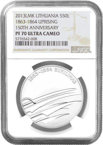2013 Uprising 1863-1864 Anniversary Lithuania 50 litas silver coin PF 70 ULTRA CAMEO (1)