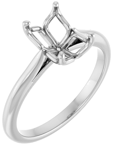 Sužadėtuvių Žiedas „Solitaire“ 14k white gold Emerald 8mm x 6mm (1)