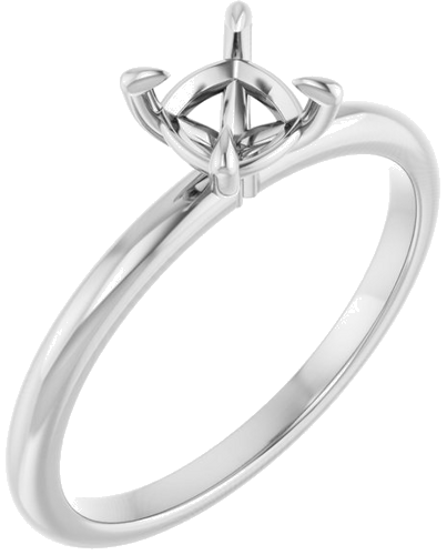 14K White  5x5 mm Cushion Solitaire Engagement Ring Mounting (1)