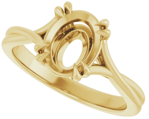 Sužadėtuvių Žiedas „Solitaire“ 585 Geltonojo Aukso Oval 9mm x 7mm (5)