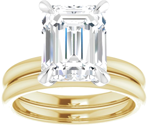 14K Yellow White 10 x 8 mm Emerald Engagement Ring Mounting (7)