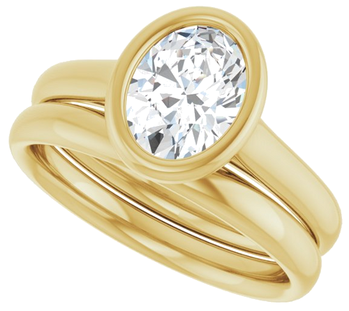 Sužadėtuvių Žiedas „Bezel-Set Solitaire“ 750 Geltonojo Aukso Oval 8mm x 6mm (10)