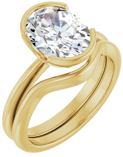 Sužadėtuvių Žiedas „Half-Bezel“ 14k yellow gold Oval 10mm x 8mm (6)