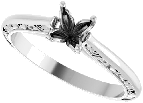 Sužadėtuvių Žiedas „Solitaire Sculptural“ 14k white gold Round 5.2mm (5)