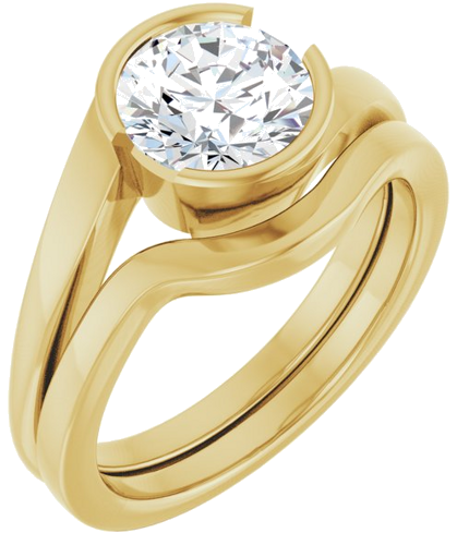 Sužadėtuvių Žiedas „Half-Bezel Solitaire“ 14k yellow gold Round 7.4mm (6)