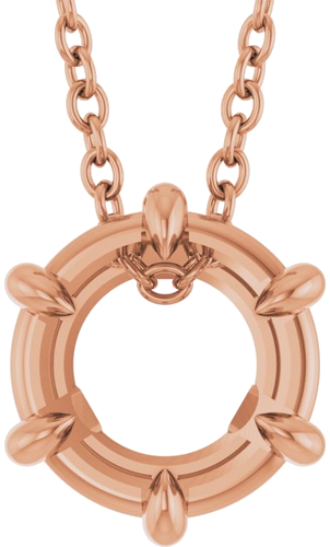 14K Rose 7 mm Round Solitaire 16-18  Necklace Mounting (1)