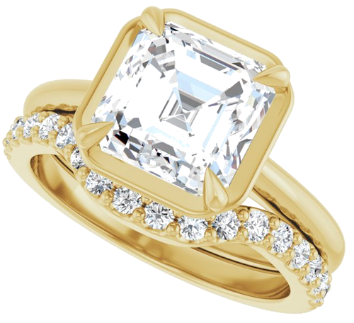Sužadėtuvių Žiedas „Claw-Prong Solitaire Bezel-Style“ 14k yellow gold Asscher 8mm (10)
