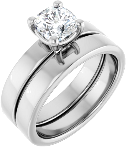 Sužadėtuvių Žiedas „Solitaire“ 585 Baltojo Aukso Cushion 6mm (6)