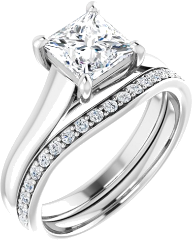 Sužadėtuvių Žiedas „Solitaire“ 585 Baltojo Aukso Square 6mm (6)