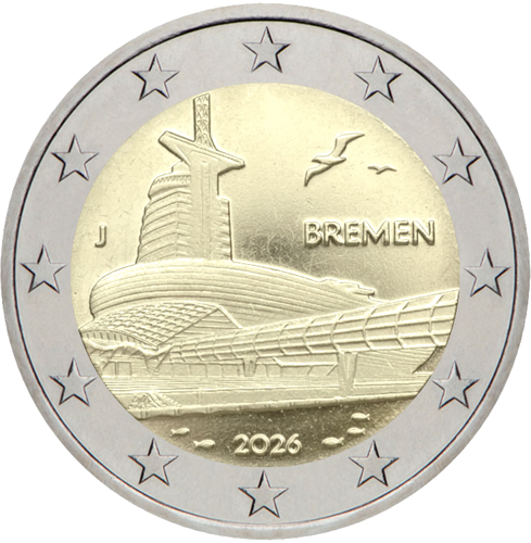 2026 Vācija Brēmene 2 eiro monēta (1)
