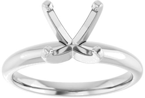 14K White 7.8-8.6 mm Round 4-Prong Solitaire Ring Mounting (3)