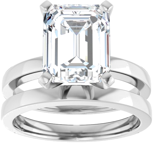 Sužadėtuvių Žiedas „Solitaire“ 14k white gold Emerald 10mm x 8mm (8)