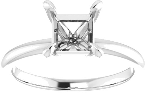 14K X1 White  6x6 mm Square Solitaire Engagement Ring Mounting (3)