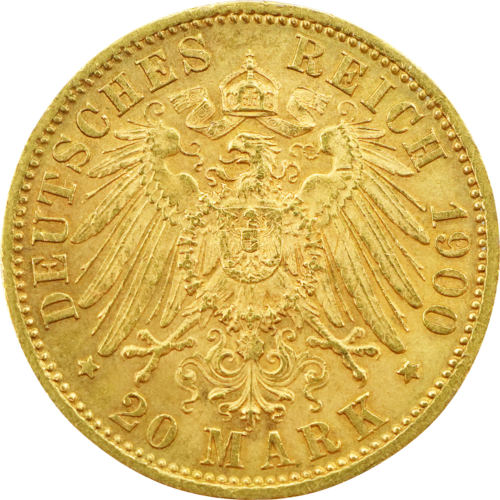 20 Mark Wilhelm II (1894-1914) Gold Coin Württemberg German Empire (2)