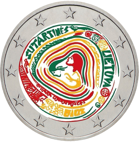 2019 Lietuva Sutartinės 2 eurų moneta (spalvota) (1)