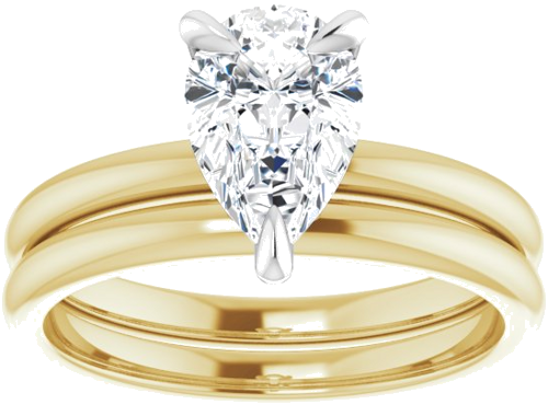 Sužadėtuvių Žiedas „Solitaire“ 585 Baltojo Ir Geltonojo Aukso Pear Shape 9mm x 6mm (7)