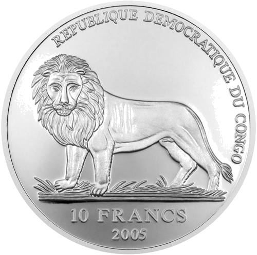 2005 Kongo Jānis Pāvils II 10 franku sudraba monēta (2)