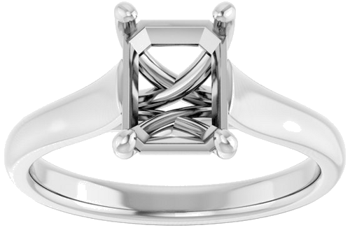 14K White 8x6 mm Emerald Solitaire Engagement Ring Mounting (3)