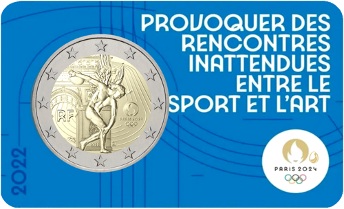 2022 Francija Parīzes 2024. gada olimpiskās spēles 2 eiro BU monēta (5)