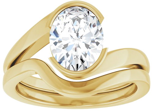 Sužadėtuvių Žiedas „Half-Bezel Solitaire“ 14k yellow gold Oval 9mm x 7mm (8)