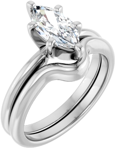 Sužadėtuvių Žiedas „Solitaire“ 585 Baltojo Aukso Marquise 10mm x 5mm (6)