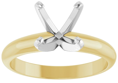 14K Yellow White 6x6 mm Square 4-Prong Light Solitaire Engagement Ring Mounting (3)
