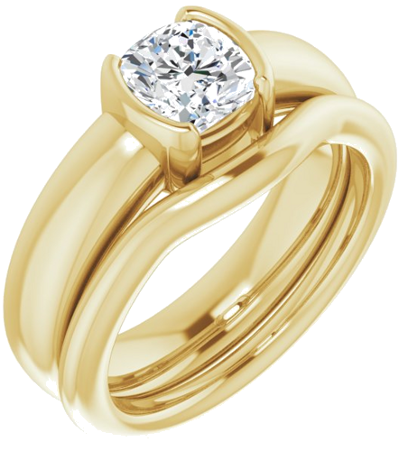 Sužadėtuvių Žiedas „Half-Bezel Solitaire“ 14k yellow gold Cushion 6mm (6)
