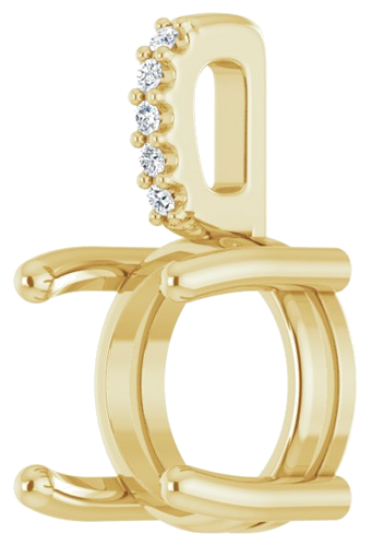14K Yellow 8 mm Round .02 Natural Diamond Semi-Set Cabochon Pendant (2)