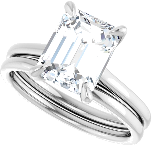 Platinum  9x7 mm Emerald Solitaire Engagement Ring Mounting (10)